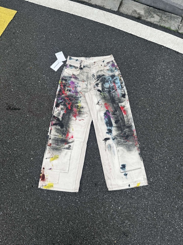 Katseye lara inspired AC Hand Drawn Splash Ink Denim Jeans  Pants