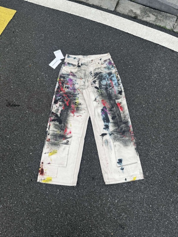 Katseye lara inspired AC Hand Drawn Splash Ink Denim Jeans  Pants