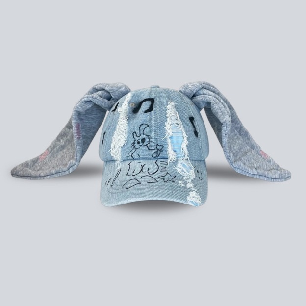 Y2K Grunge Rabbit Ear Baseball Cap Hat-Newjeans