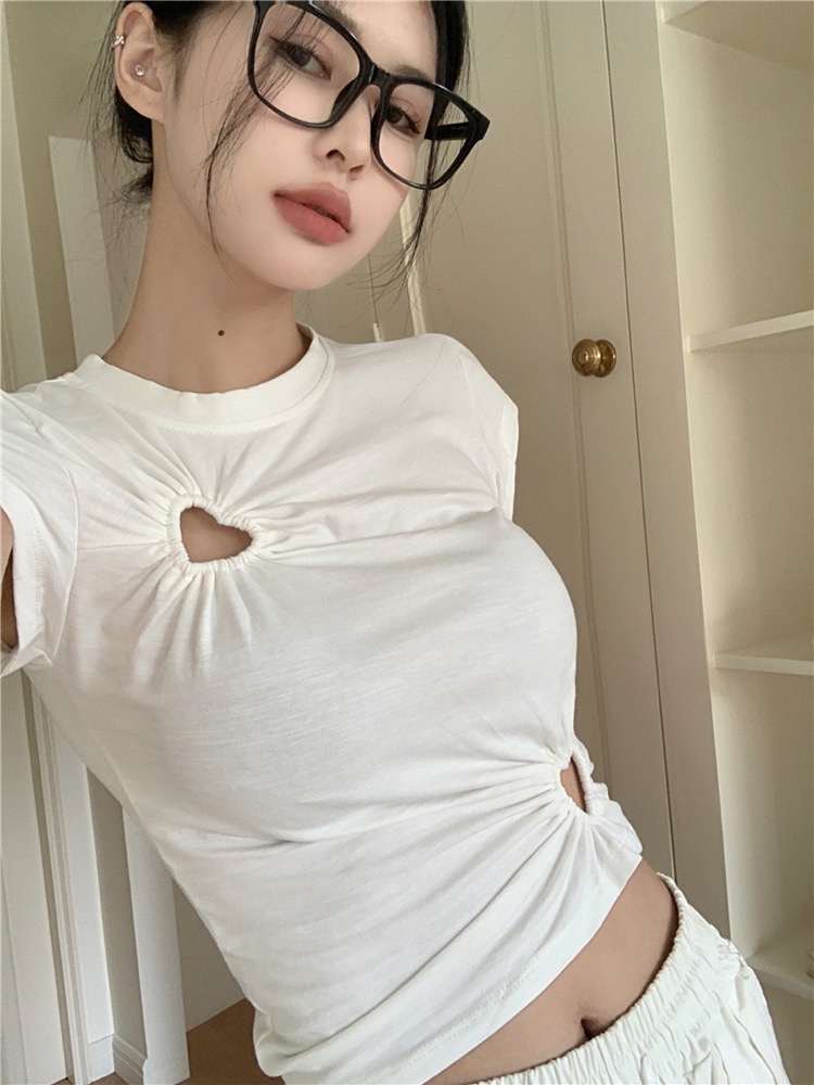 Twice MinaWhite Hollow Heart T-Shirt 