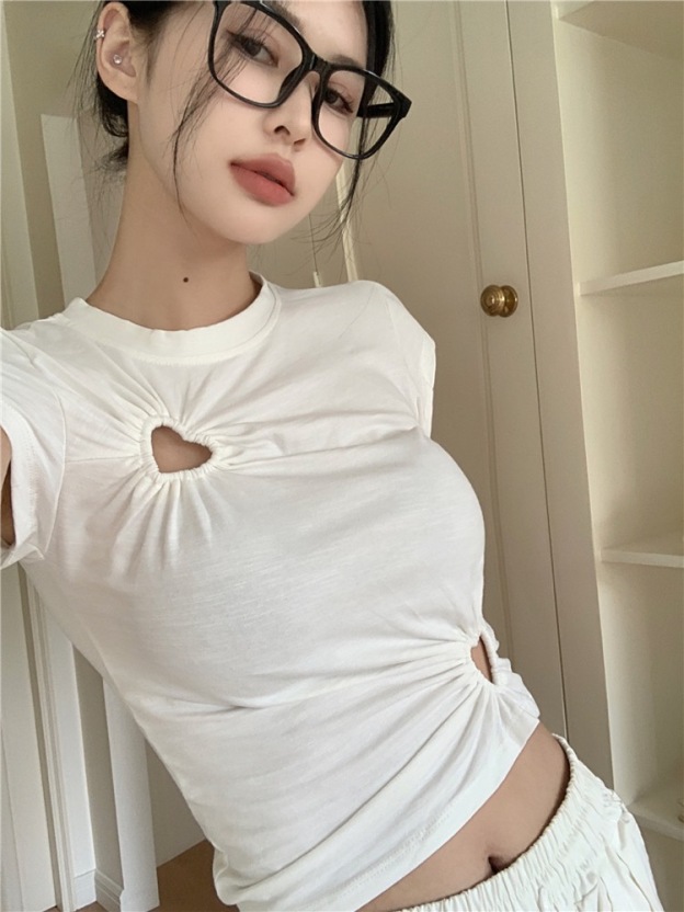 Twice MinaWhite Hollow Heart T-Shirt 