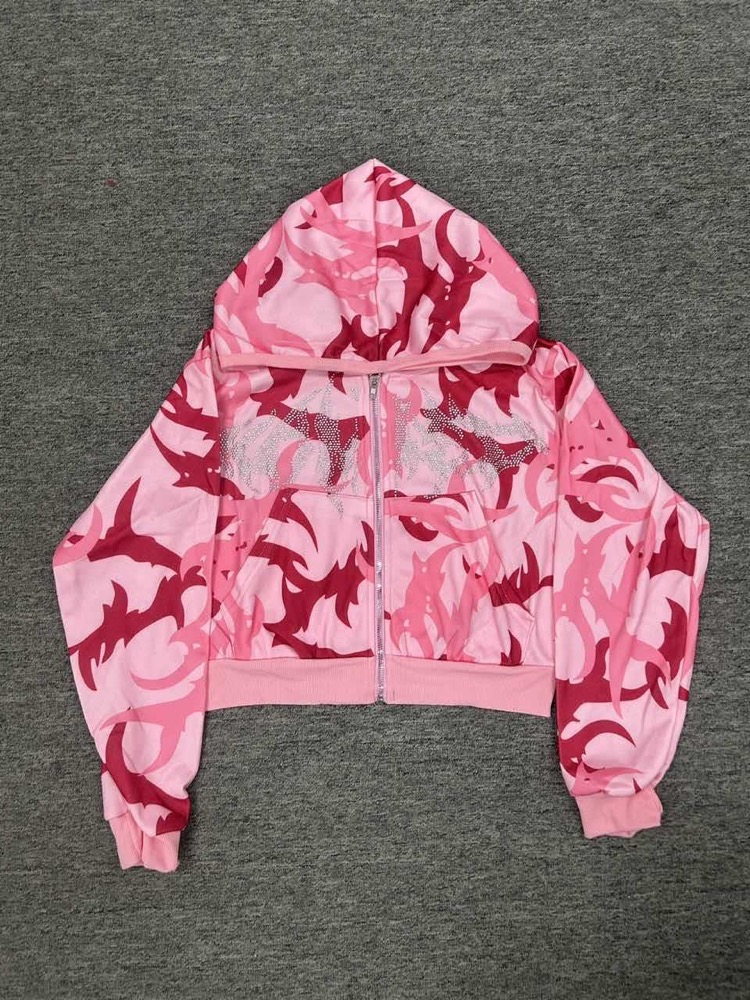 TWICE Nayeon & Dahyun-Inspired Pink Camo Rhinestone Hoodie Set | Kpop