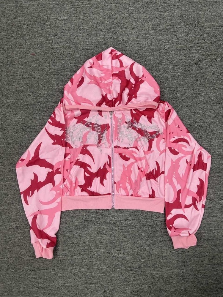 TWICE -Pink Camo Rhinestone Hoodie Set