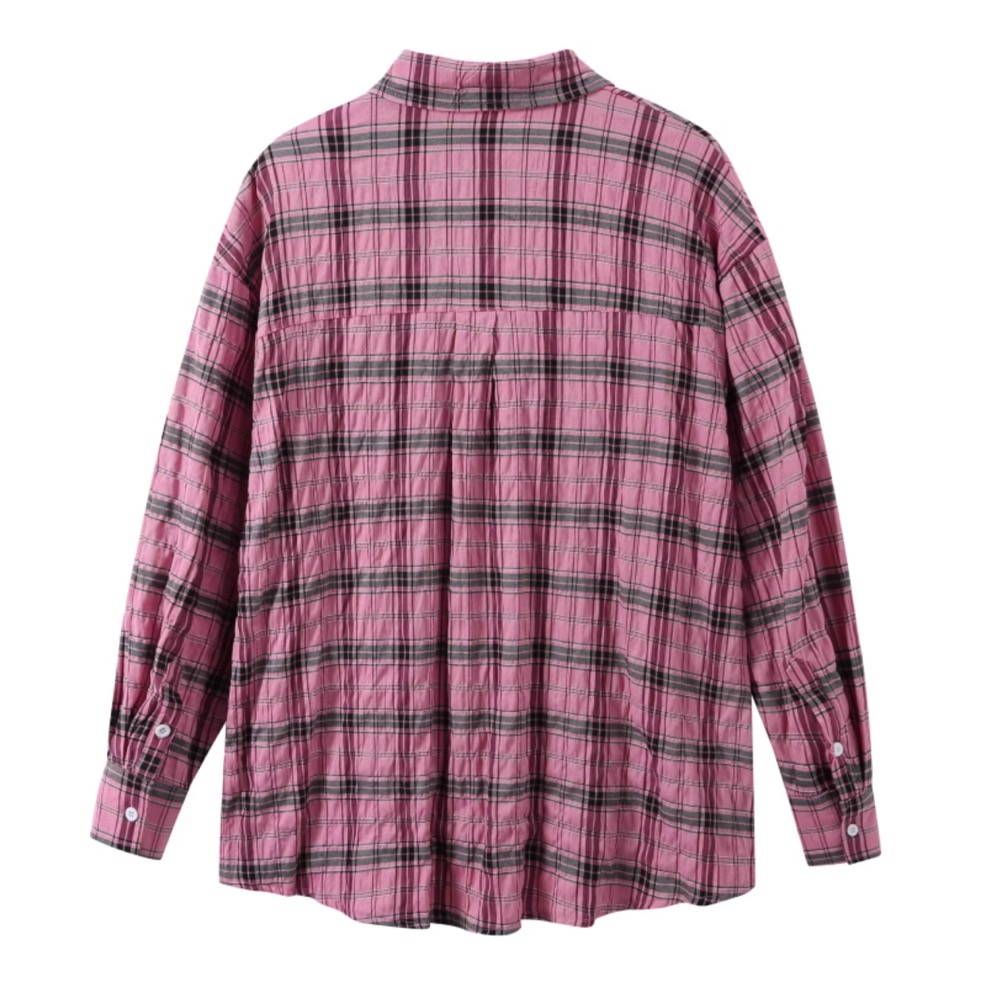 Pink Plaid Shirt Jacket-Hoshi Seventeen