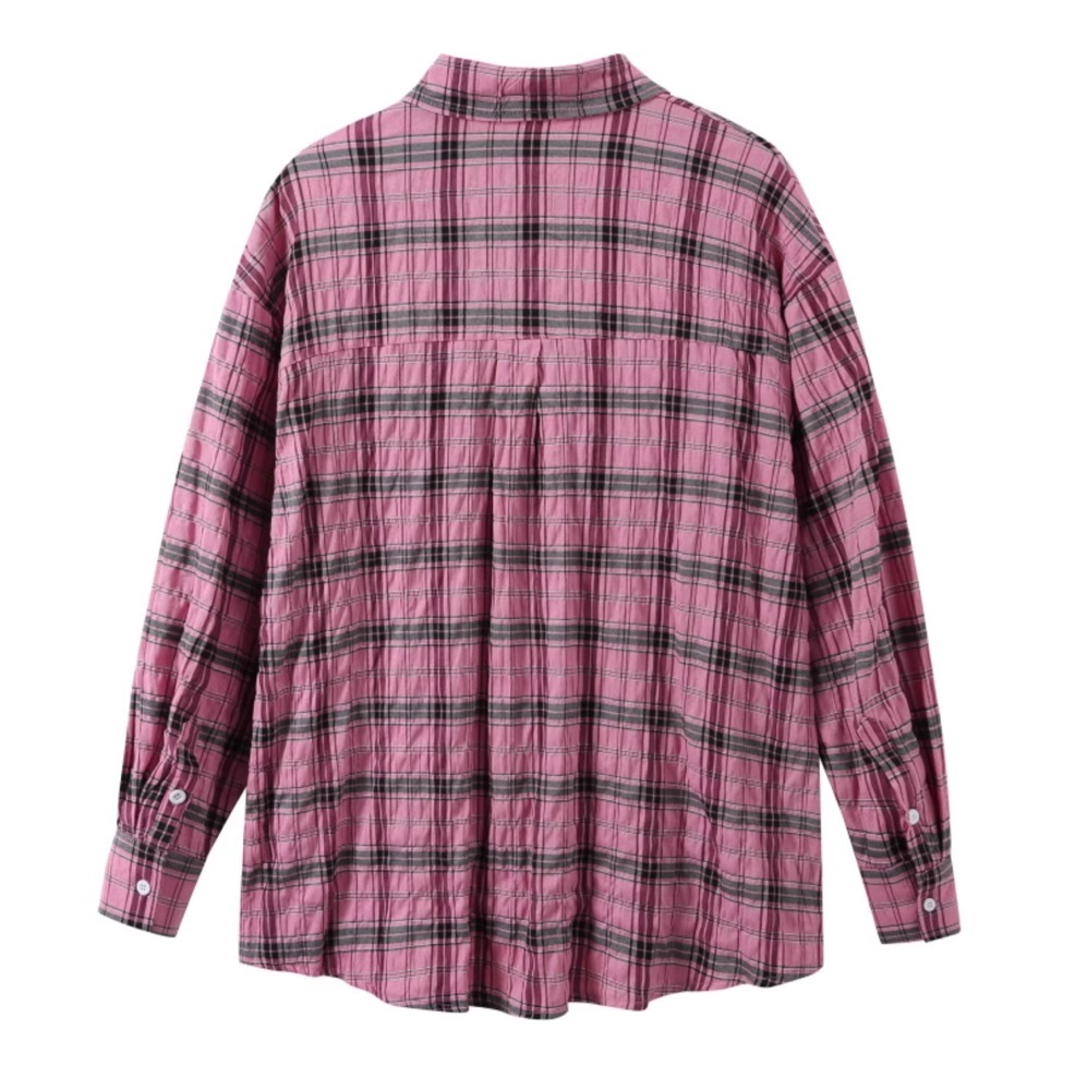 Pink Plaid Shirt Jacket-Hoshi Seventeen