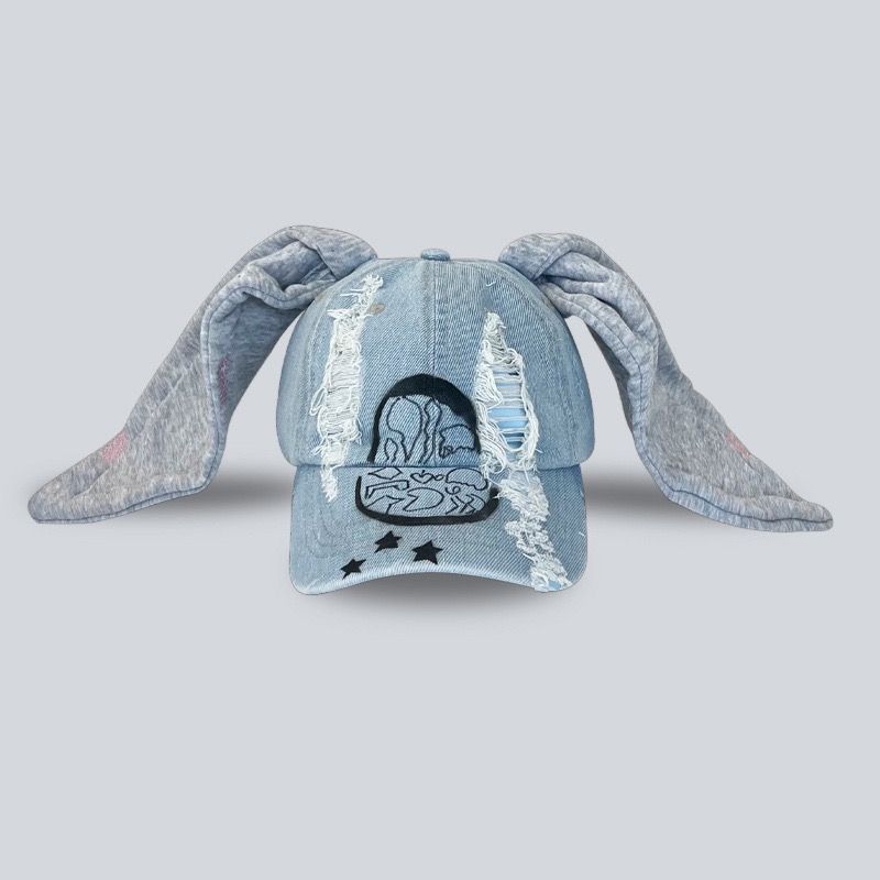 Y2K Grunge Rabbit Ear Baseball Cap Hat-Newjeans