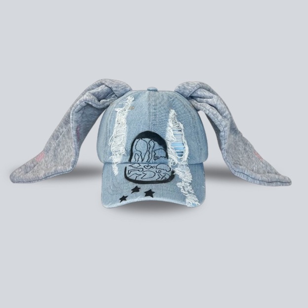 Y2K Grunge Rabbit Ear Baseball Cap Hat-Newjeans