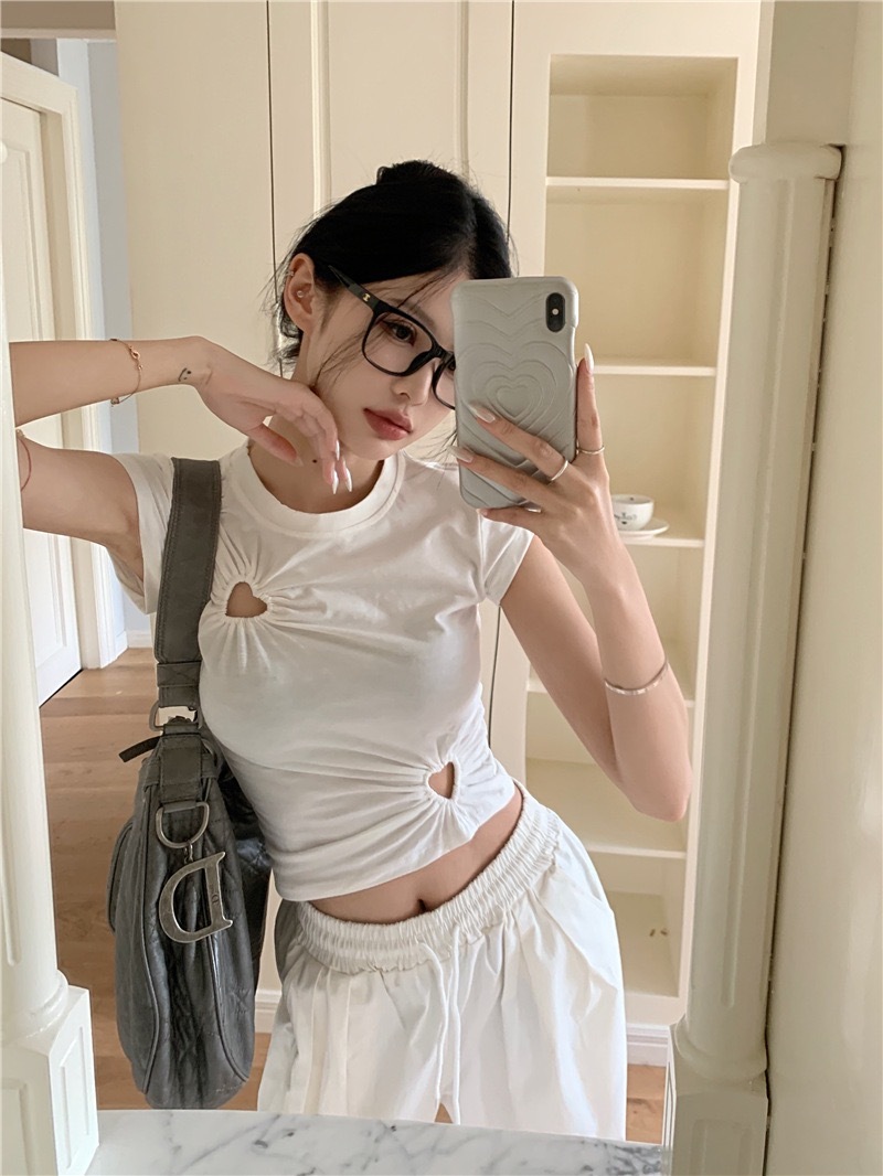 Twice MinaWhite Hollow Heart T-Shirt 