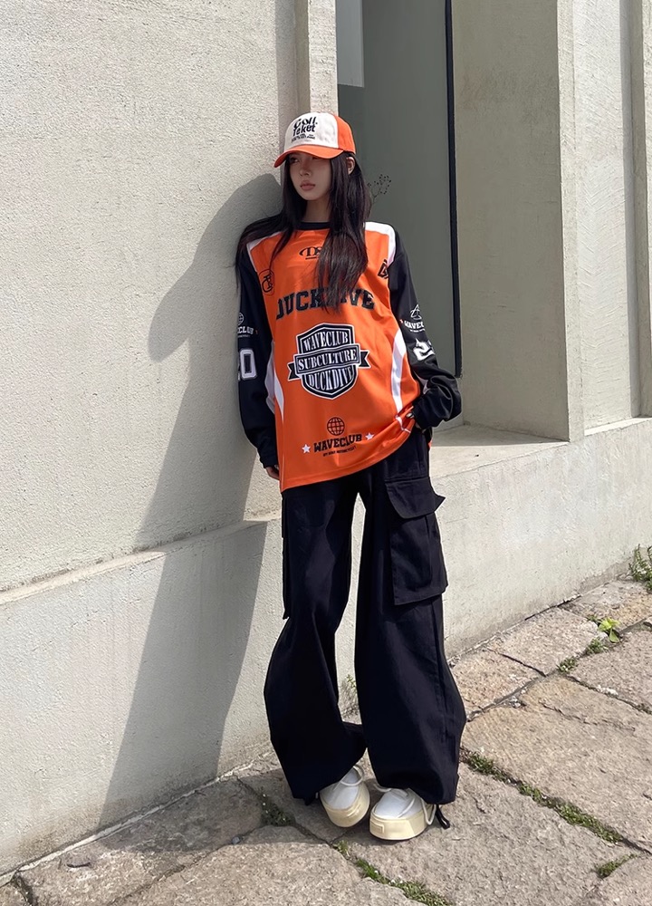 aespa Karina Inspired Retro Jersey Style Long Sleeve Tee 