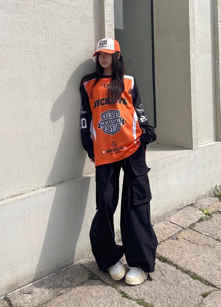 aespa Karina Inspired Retro Jersey Style Long Sleeve Tee 