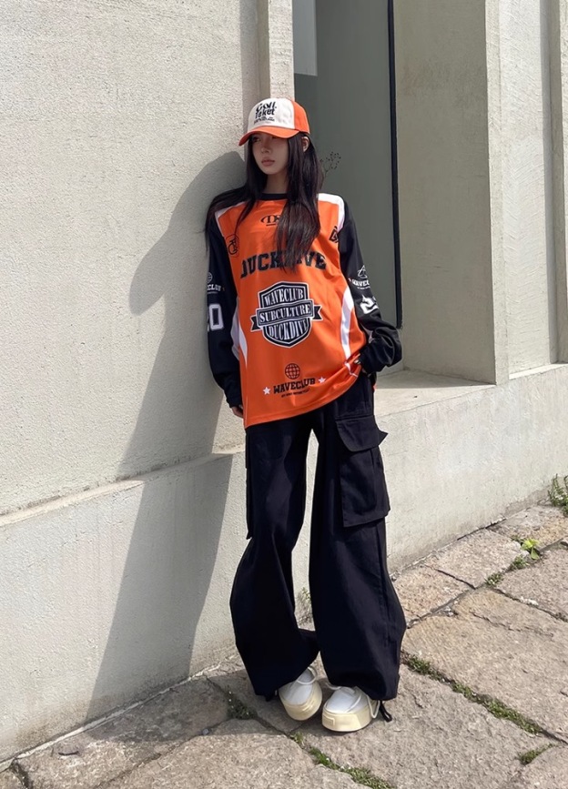 aespa Karina Inspired Retro Jersey Style Long Sleeve Tee 