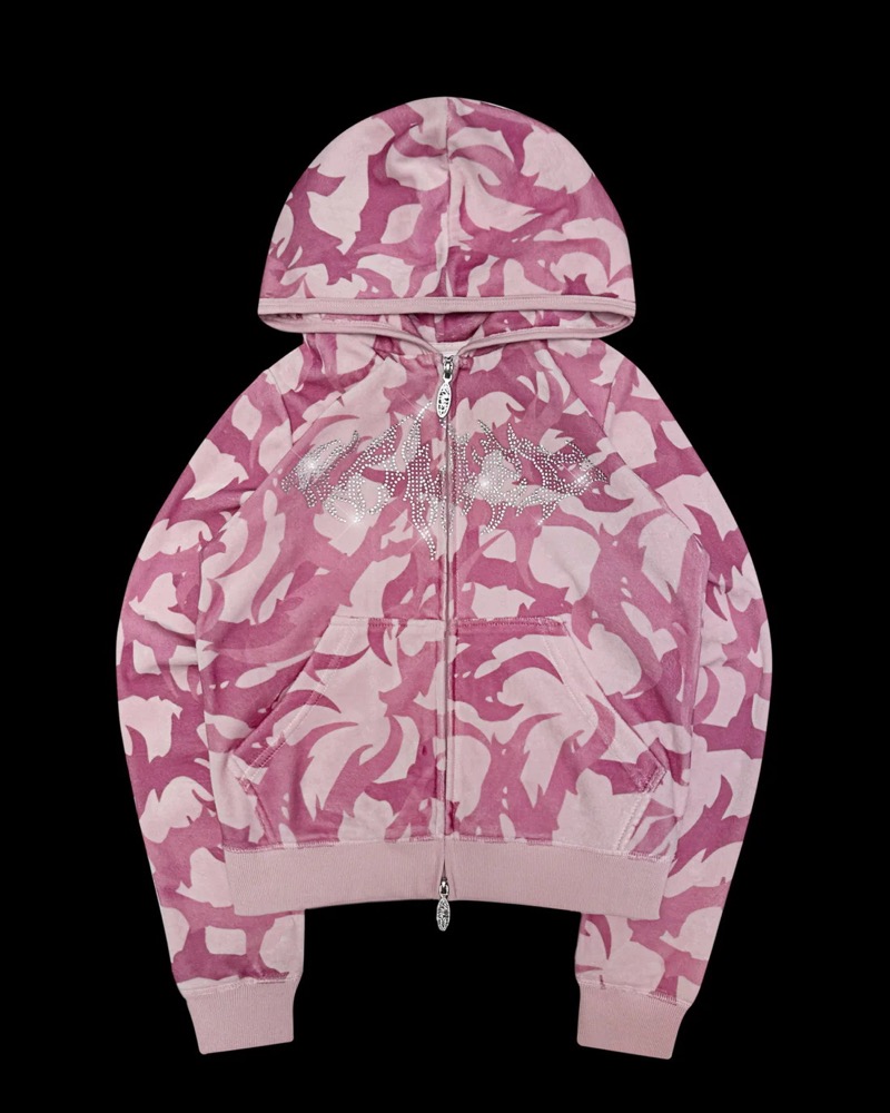 TWICE -Pink Camo Rhinestone Hoodie Set