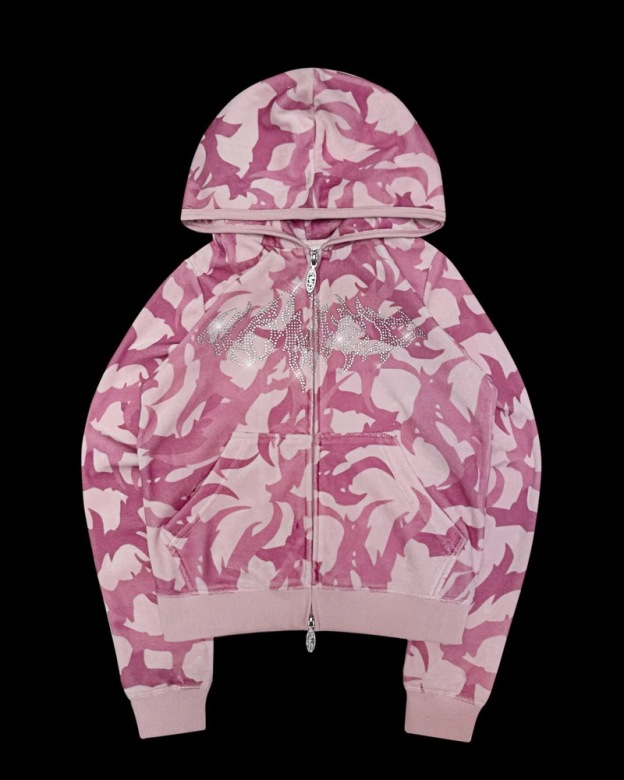 TWICE -Pink Camo Rhinestone Hoodie Set