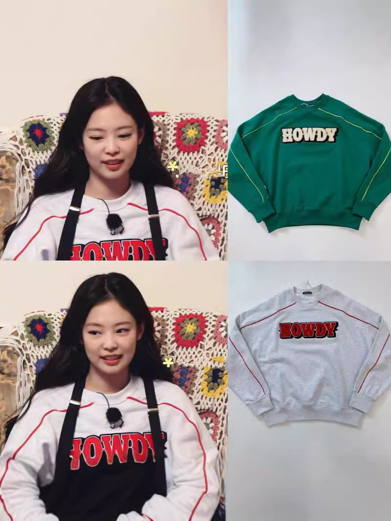 BLACKPINK Jennie & Aespa KARINA Inspired Letter Embroidery Oversized Sweatshirt 
