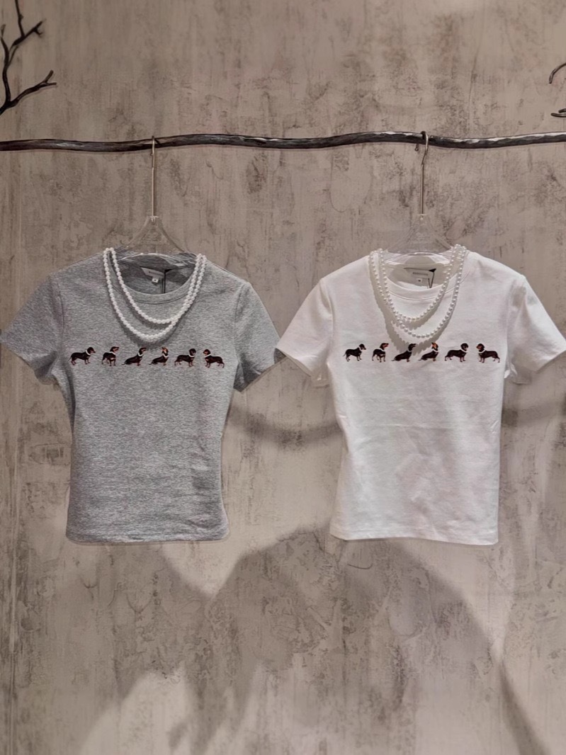 Beaded Necklace Dog Printed Stretch Short Sleeve-inspired by JENNIE for ExtraL Challenge 