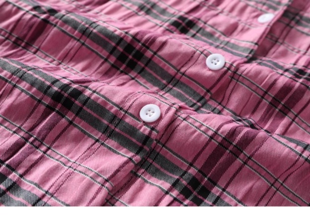 Pink Plaid Shirt Jacket-Hoshi Seventeen