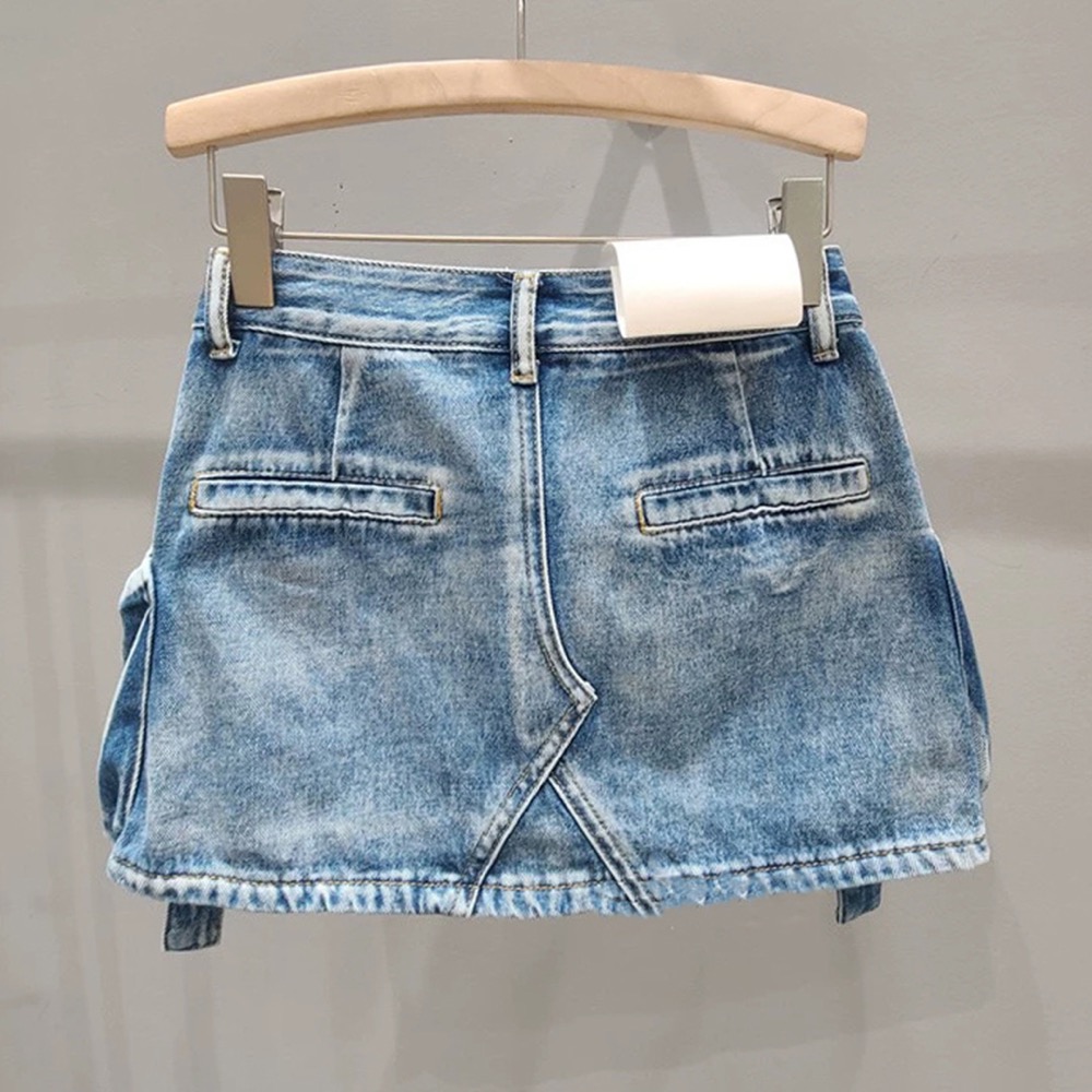 Babymonster Ahyeon Pink Utility Denim Skirt 