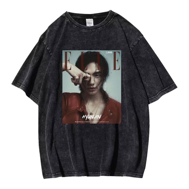 Stray Kids Hyunjin Vintage Magazine Poster Washed Graphic T-Shirt