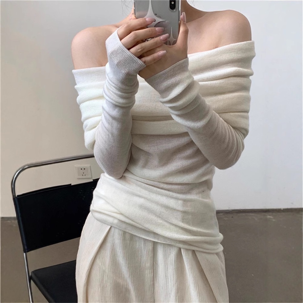 Babymonster Ahyeon Off-Shoulder Knit Sweater 