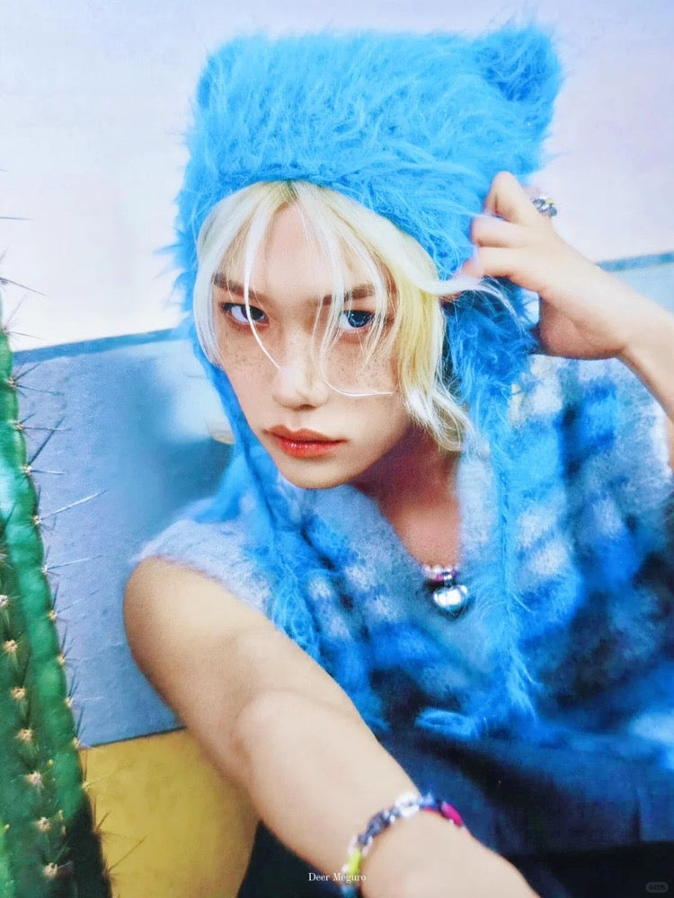 Blue Star Cat Ear Knit Hat-Felix-Straykids