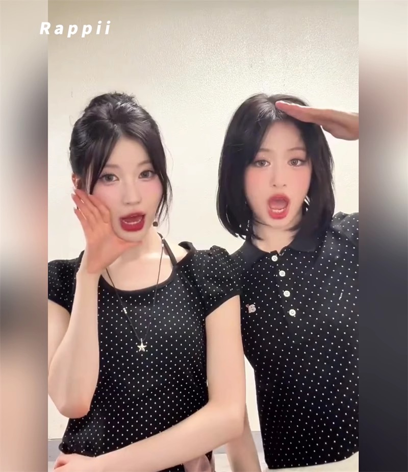 BABYMONSTER Ahyeon & Asa Inspired Dot Print T-Shirt