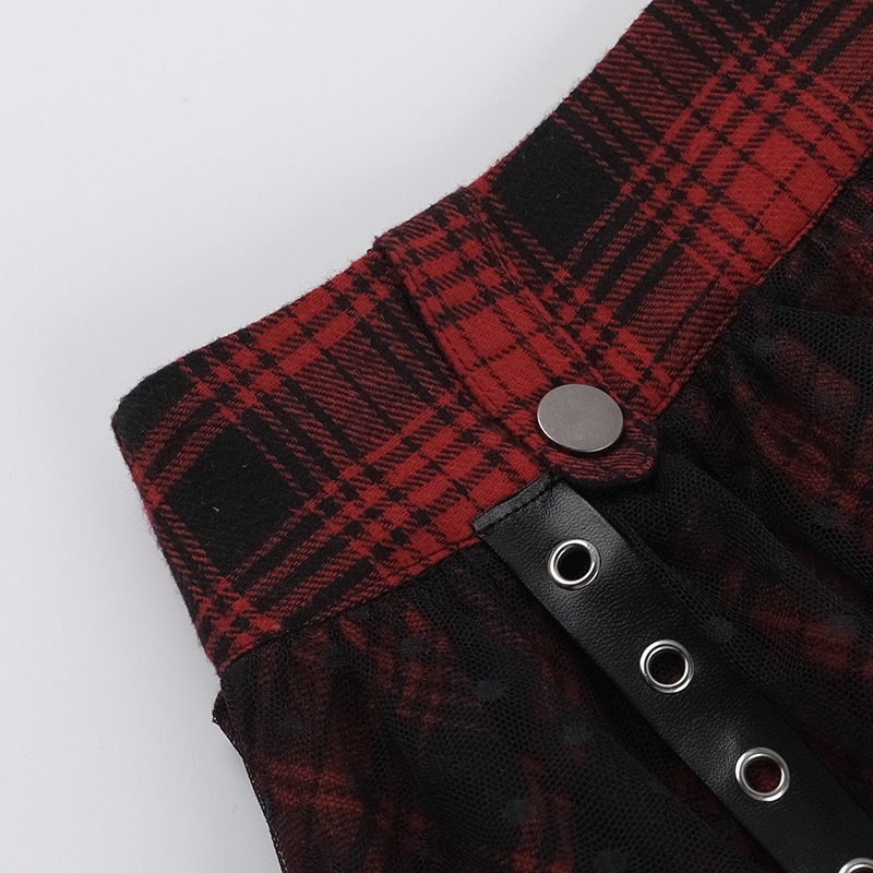 Red Black Polka Dot Mesh Half Skirt-Straykids concert outfitidea for STAY