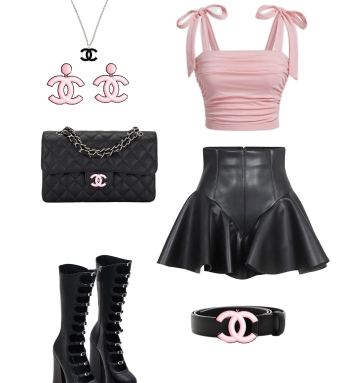 Leather ruffled pleated skirt-Outfitidea For BlinksBLACKPINK-Inspired Fashion