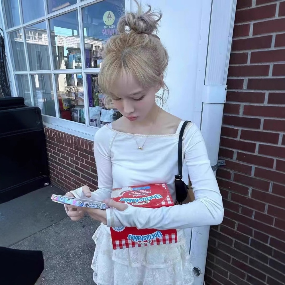 Aespa WINTER Inspired Off-Shoulder Long Sleeve Top 