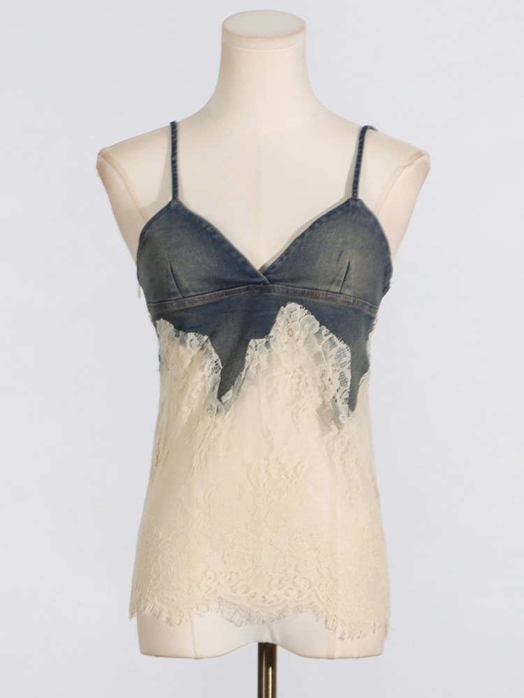  Le Sserafim Kazuha Lace Elegant Top Denim Shorts inspired Set