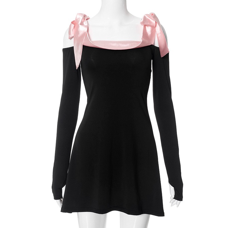 One-line neckline ruffled dress-Outfitidea For Blinks BLACKPINK-Inspired Fashion