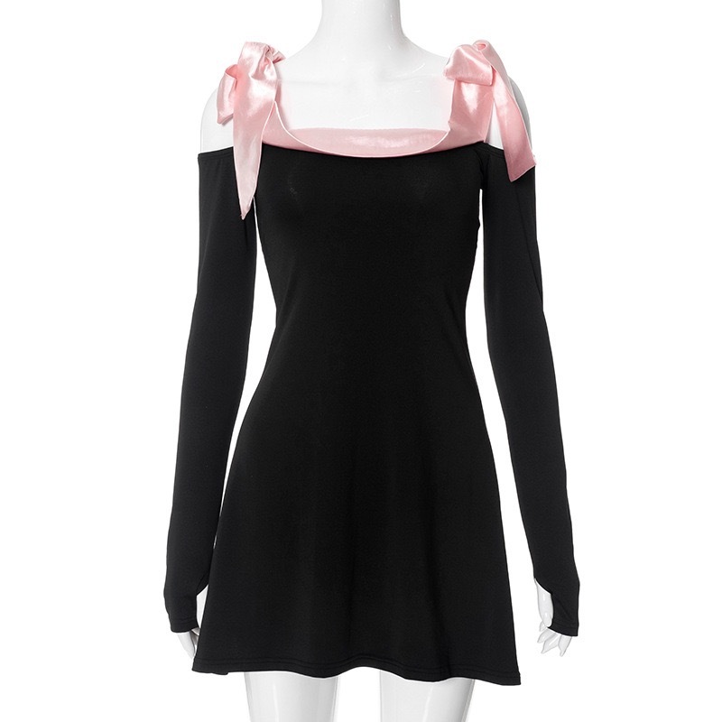 One-line neckline ruffled dress-Outfitidea For Blinks BLACKPINK-Inspired Fashion