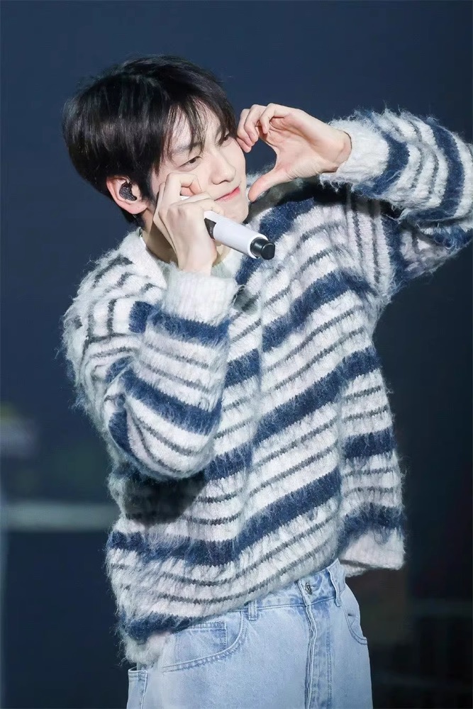  TXT Soobin inspired Blue Stripes Knit Sweater