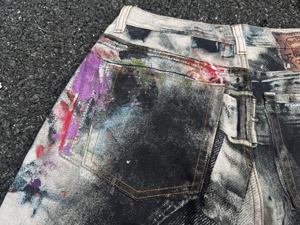 Katseye lara inspired AC Hand Drawn Splash Ink Denim Jeans  Pants
