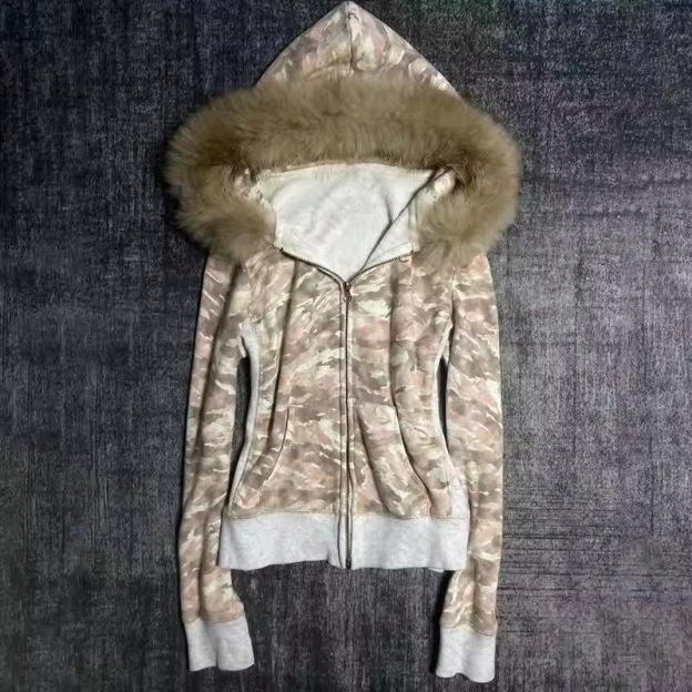 Y2K Vintage Faux Fur Hooded Jacket