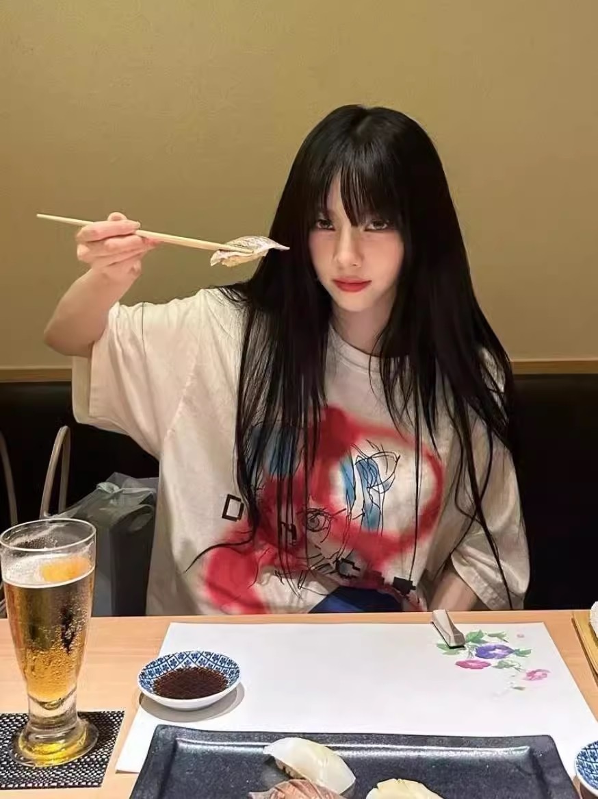 Harajuku cartoon short sleeve shirt-karina Aespa