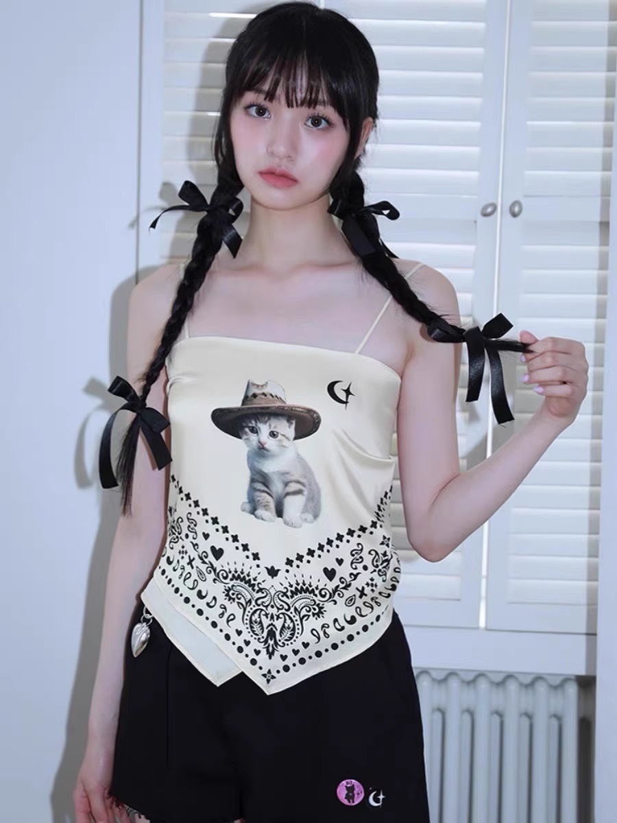 Aespa Karina inspired Y2K Kitten Strap Cami Top