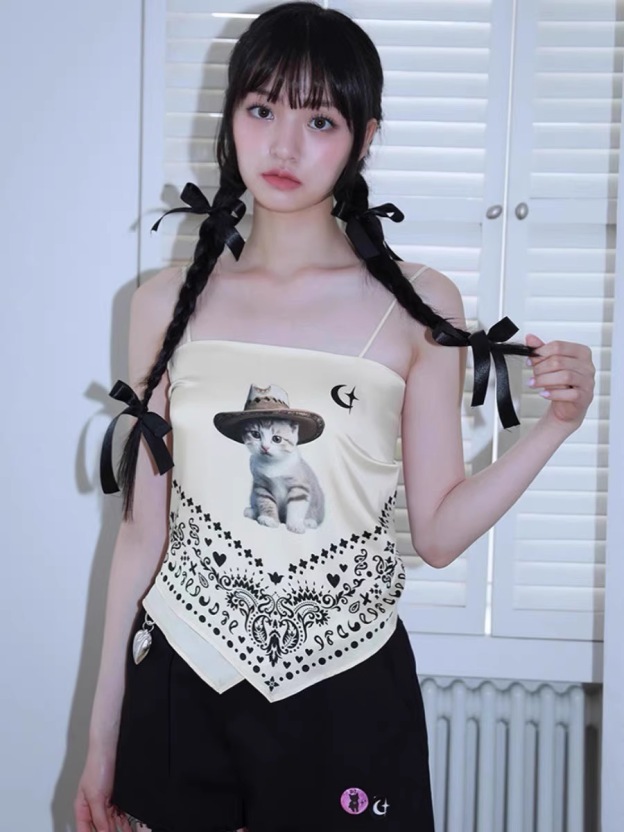 Aespa Karina inspired Y2K Kitten Strap Cami Top