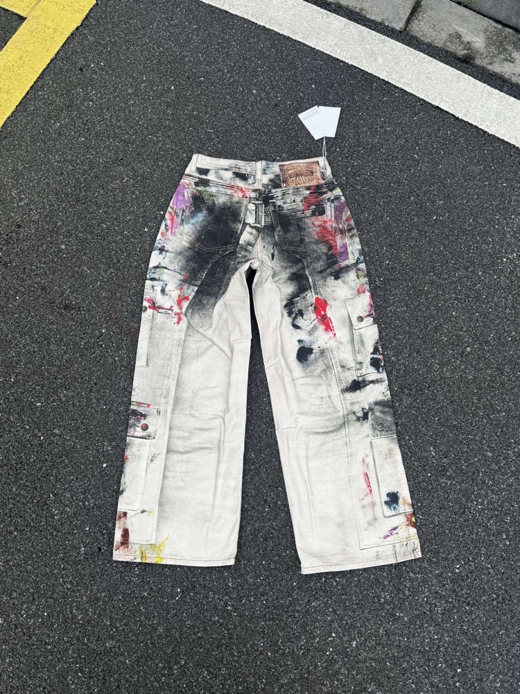 Katseye lara inspired AC Hand Drawn Splash Ink Denim Jeans  Pants