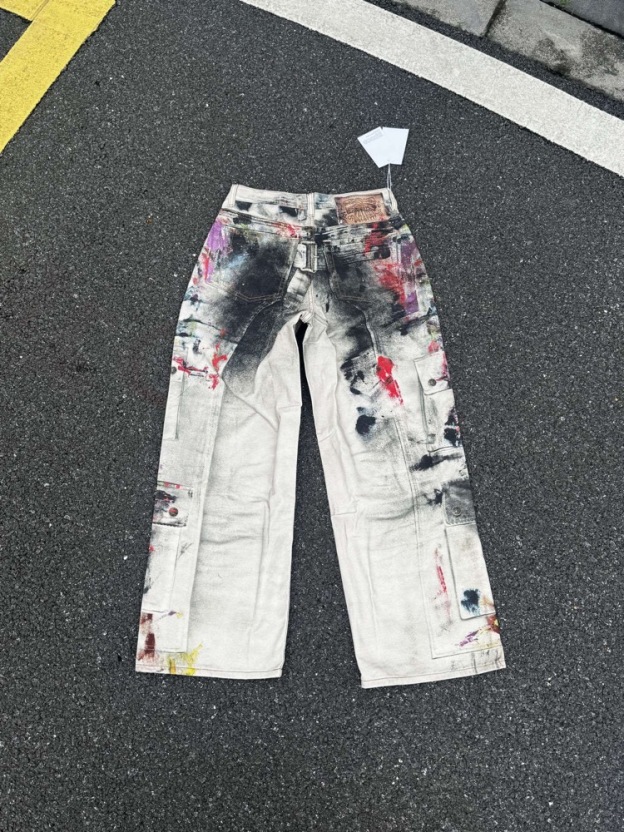 Katseye lara inspired AC Hand Drawn Splash Ink Denim Jeans  Pants