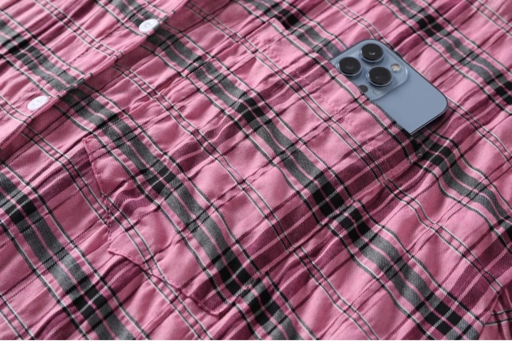 Pink Plaid Shirt Jacket-Hoshi Seventeen