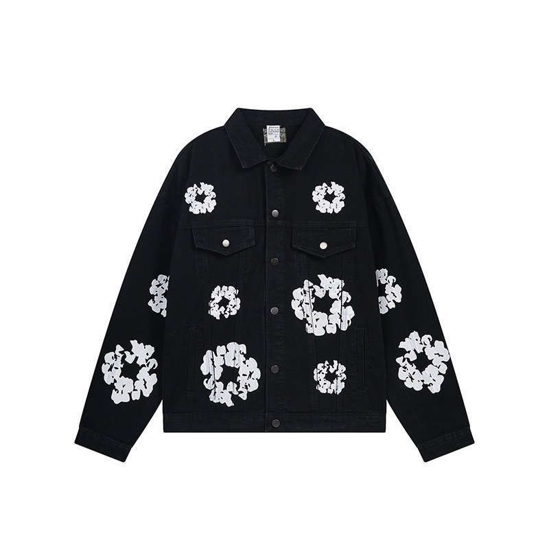 Enhypen Jake inspired Cotton Wreath  demin print jacket