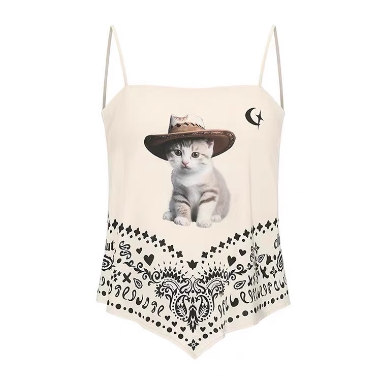 Aespa Karina inspired Y2K Kitten Strap Cami Top