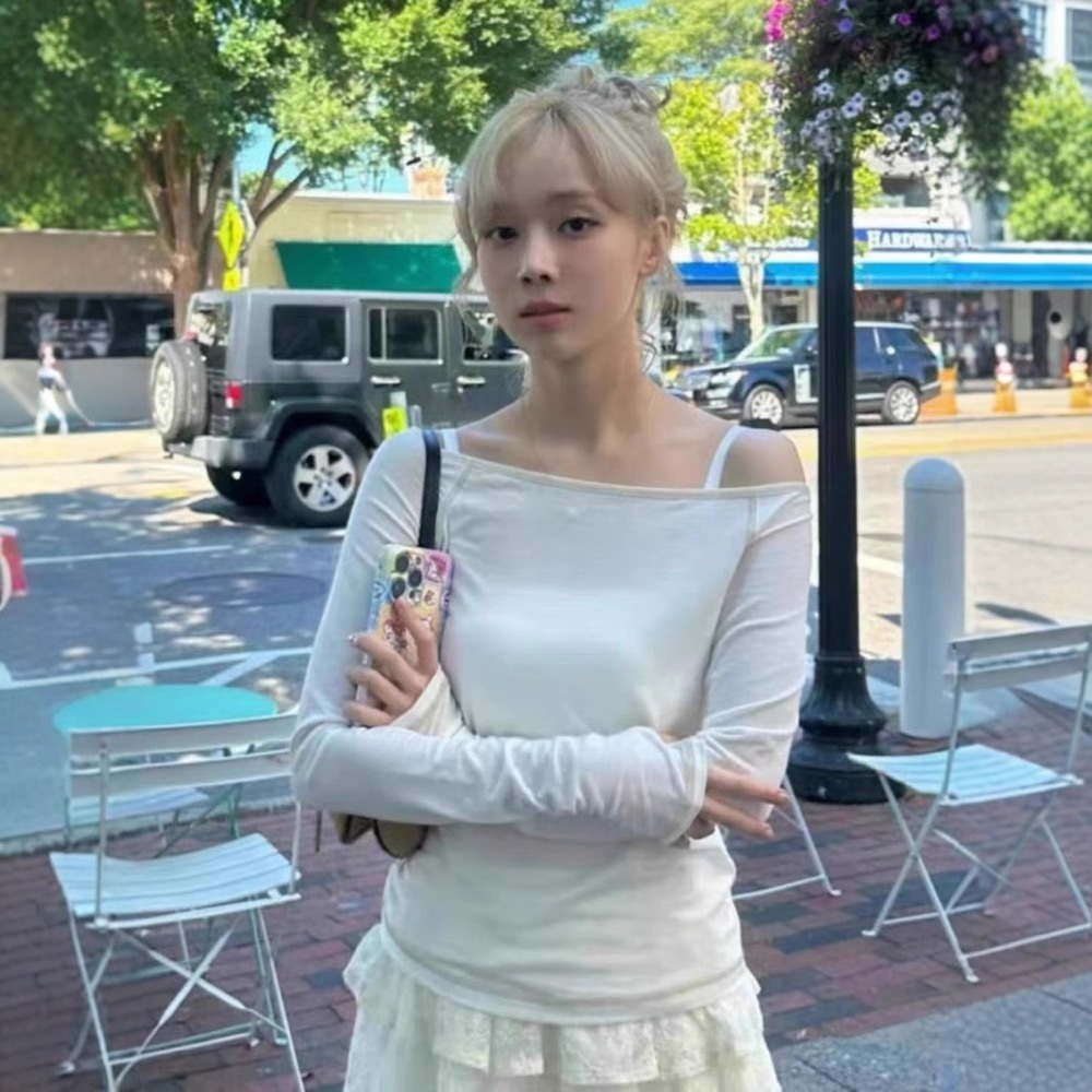 Aespa WINTER Inspired Off-Shoulder Long Sleeve Top 