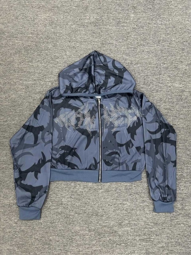 TWICE -Pink Camo Rhinestone Hoodie Set