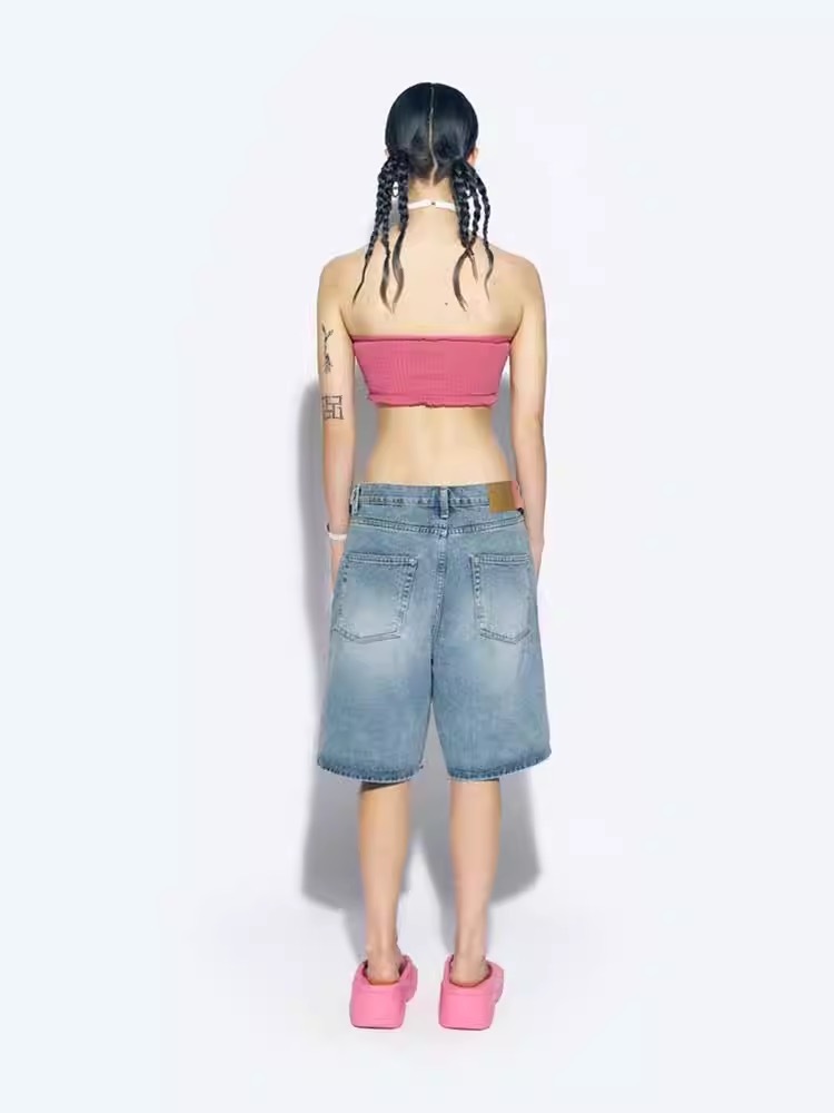 Aespa Winter -Vintage Washed Denim Shorts Pants