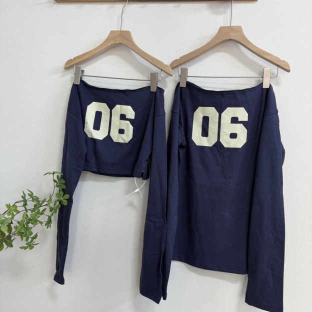 Navy slouchy shoulder long-sleeved-winter aespa