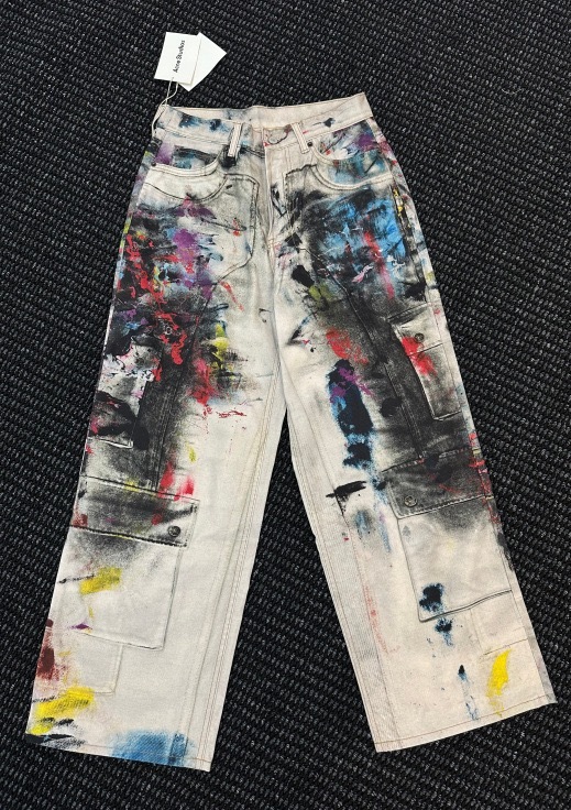 Katseye lara inspired AC Hand Drawn Splash Ink Denim Jeans  Pants