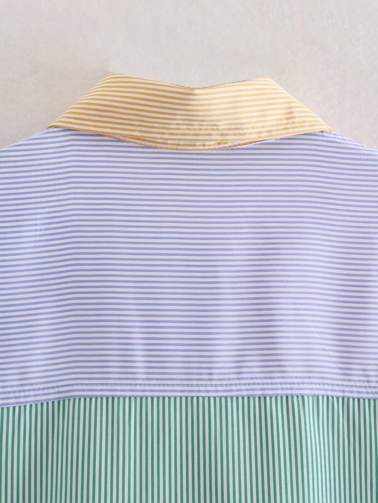 TXT Hueningkai inspired Colorblock Striped Shirt