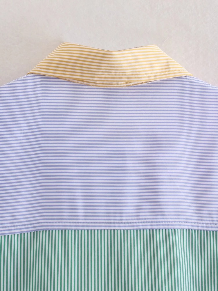 TXT Hueningkai inspired Colorblock Striped Shirt
