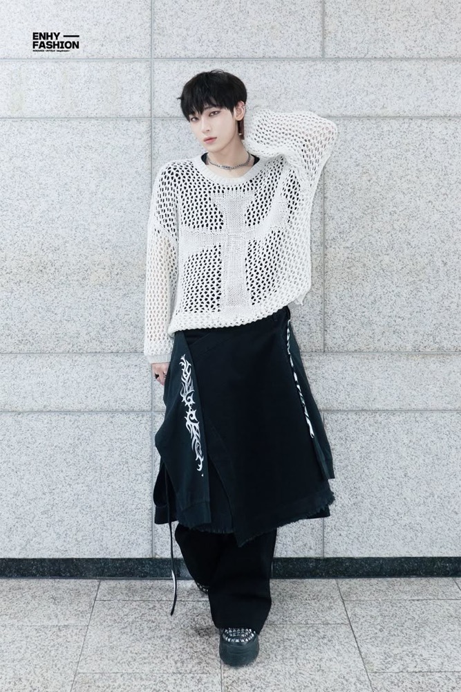Enhypen SUNOO Inspired See Through Knitted Sweater Top